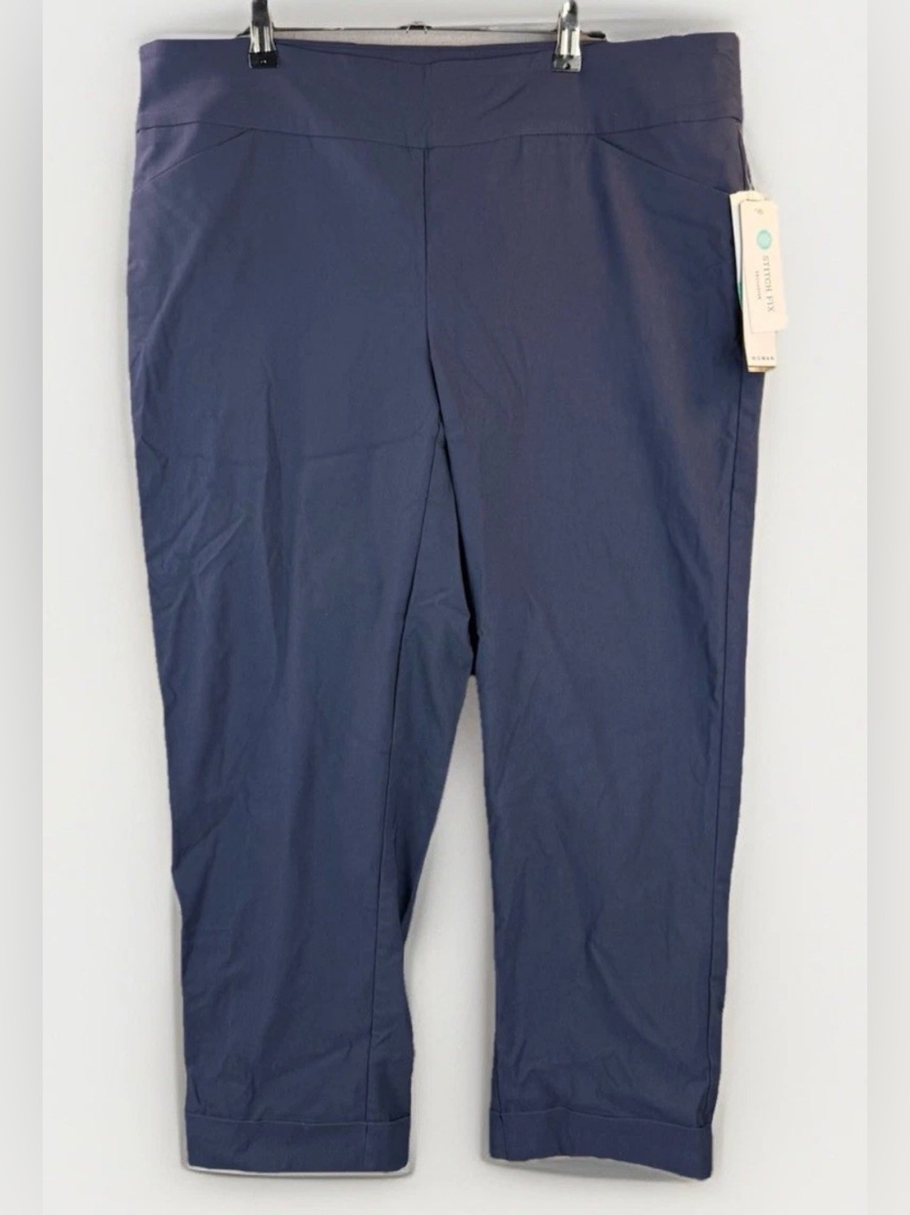NWT Tribal Straight Leg Pants in Navy Blue Cuffed 18W